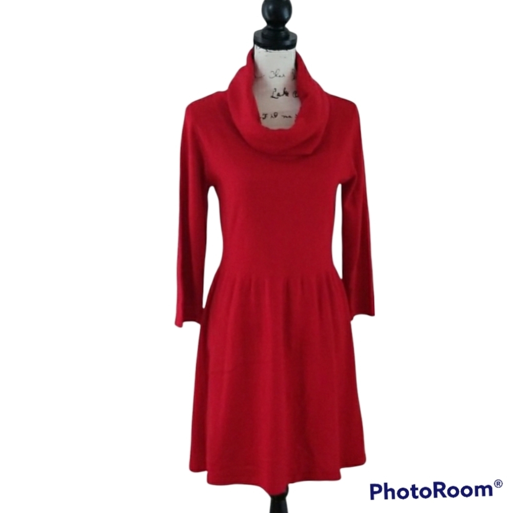 AB Studio Red Knit 2/3 sleeve Sweater Dress. Size M